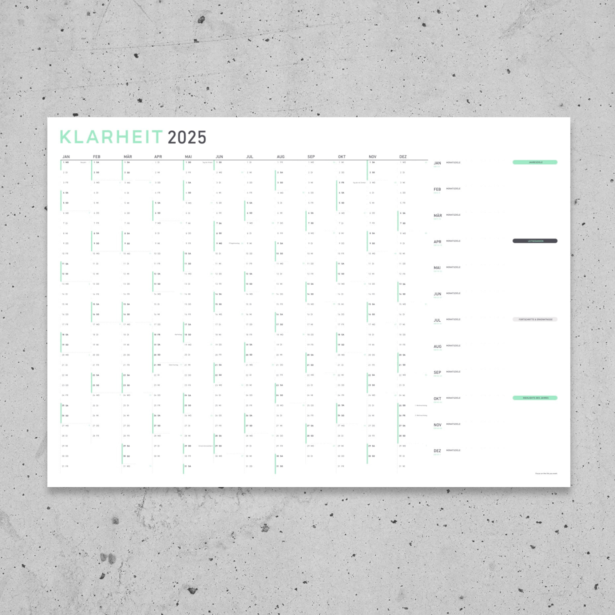 KLARHEIT Design Wandkalender
