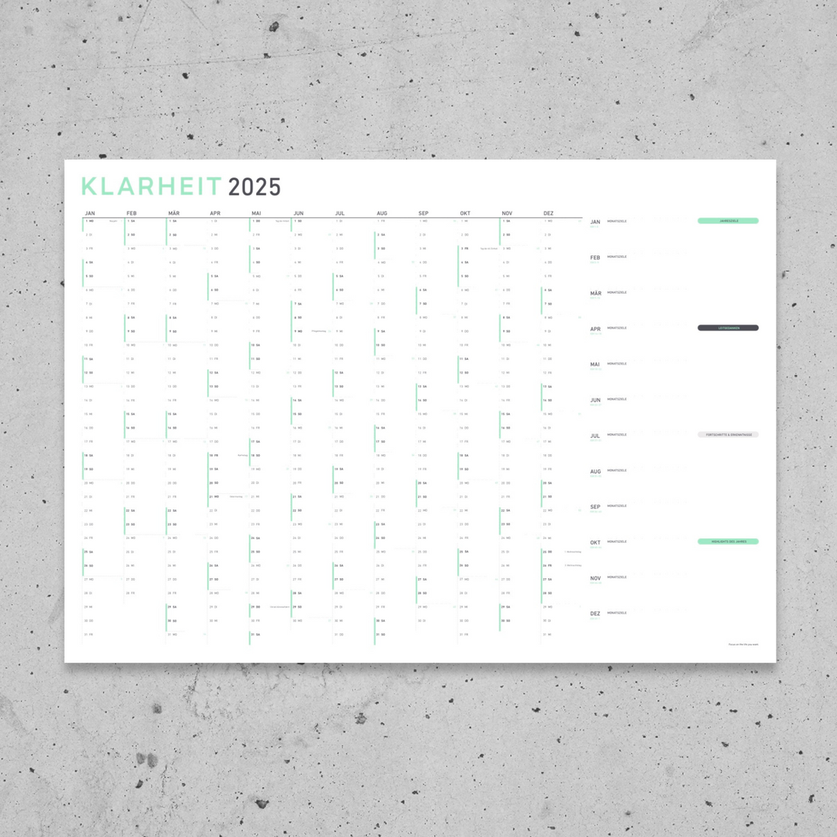 KLARHEIT Design Wandkalender